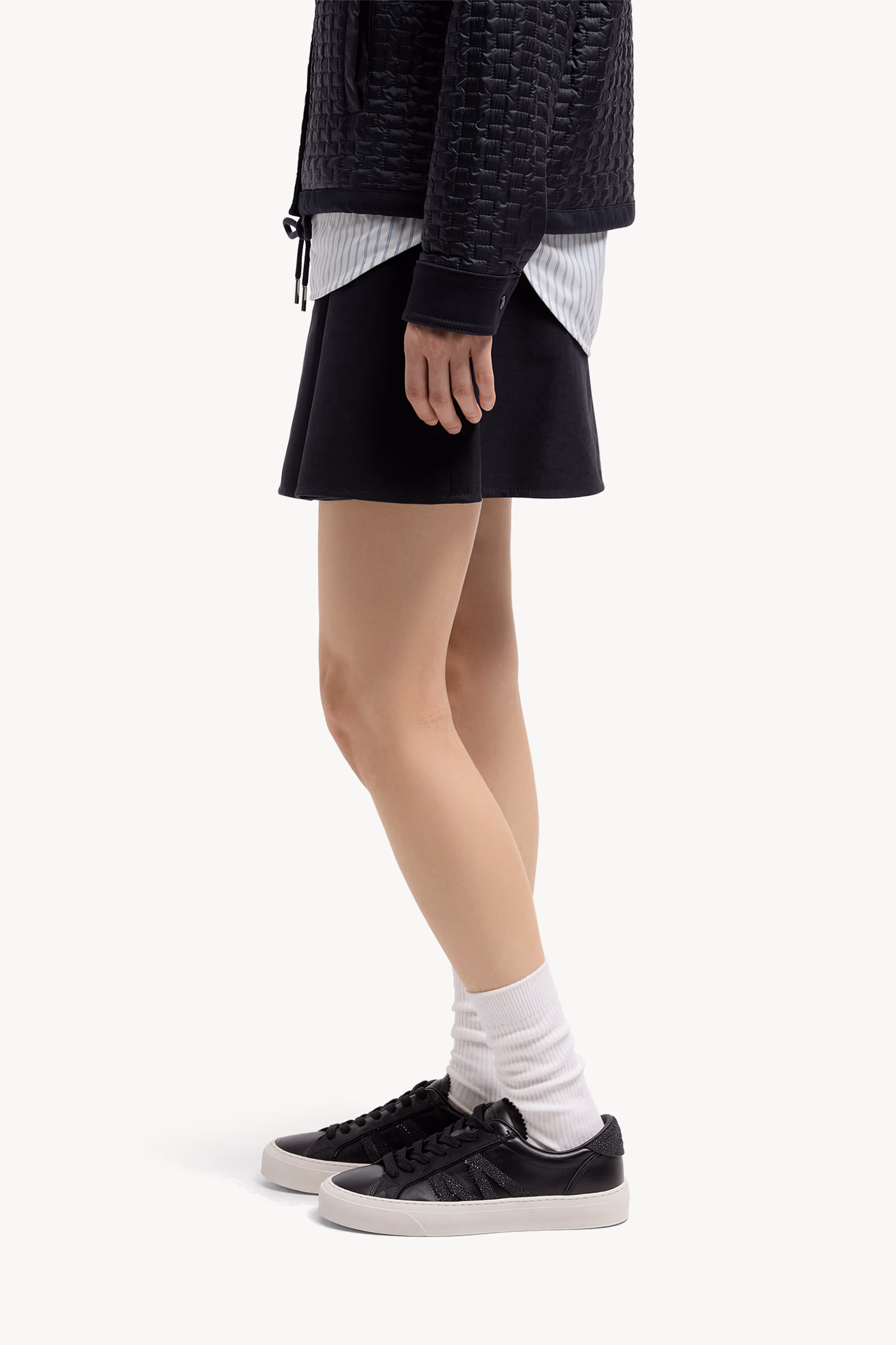 Monaco2 Leather & Glitter Sneakers Women Black Moncler 2